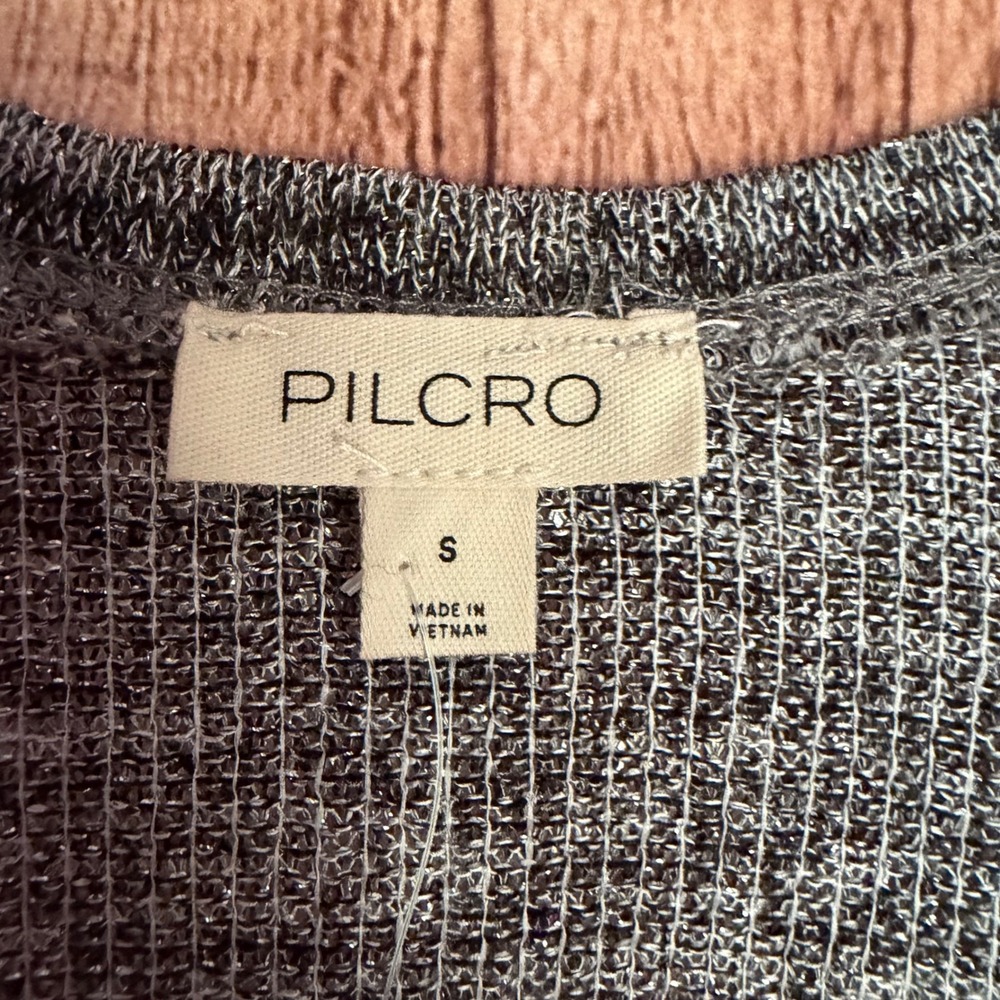 Pilcro Anthropologie Tank Top Sequin Knit Silver Gray Sparkle Party Small NWT - Picture 7 of 8